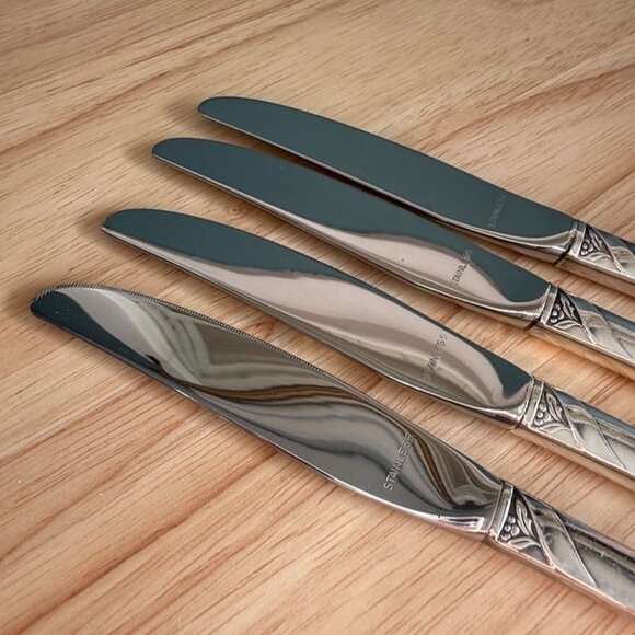 Oneida Evening Star Silverplated Knives Set Of 4 1950s Floral Pattern 8.5" - Picture 8 of 11